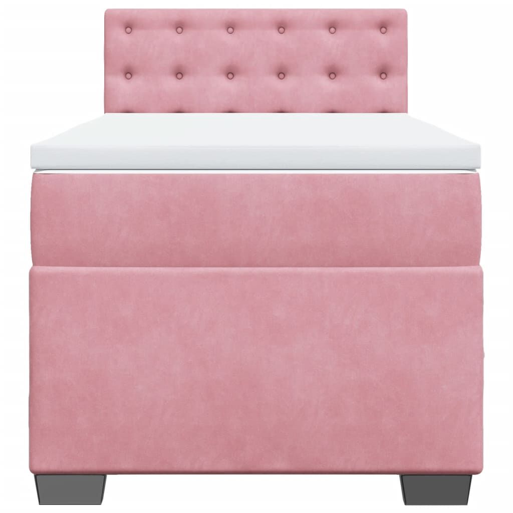 vidaXL Κρεβάτι Boxspring με Στρώμα Ροζ 80 x 200 εκ. Βελούδινο