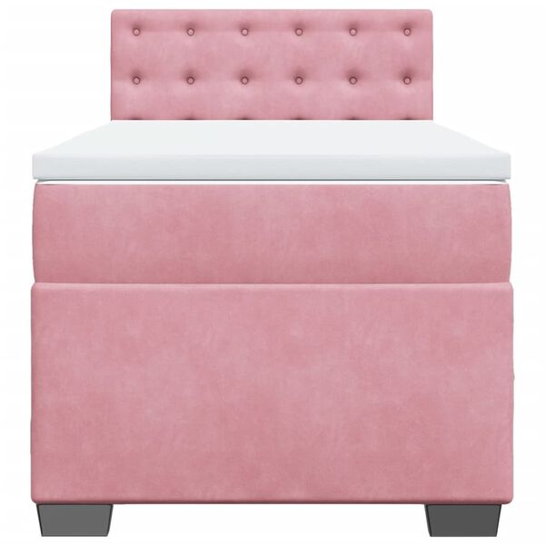 vidaXL Κρεβάτι Boxspring με Στρώμα Ροζ 80 x 200 εκ. Βελούδινο