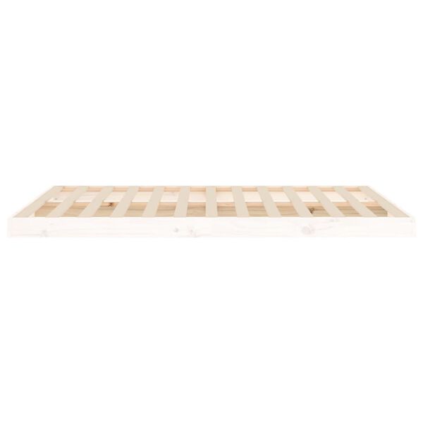 vidaXL Πλαίσιο Κρεβατιού Λευκό 135 x 190 εκ. Μασίφ Ξύλο Πεύκου Διπλό