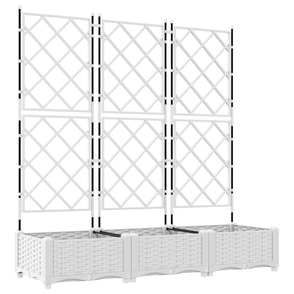 vidaXL Γλάστρα Κήπου με Πλέγμα 3 τμχ Λευκή 120x40x125.5 εκ