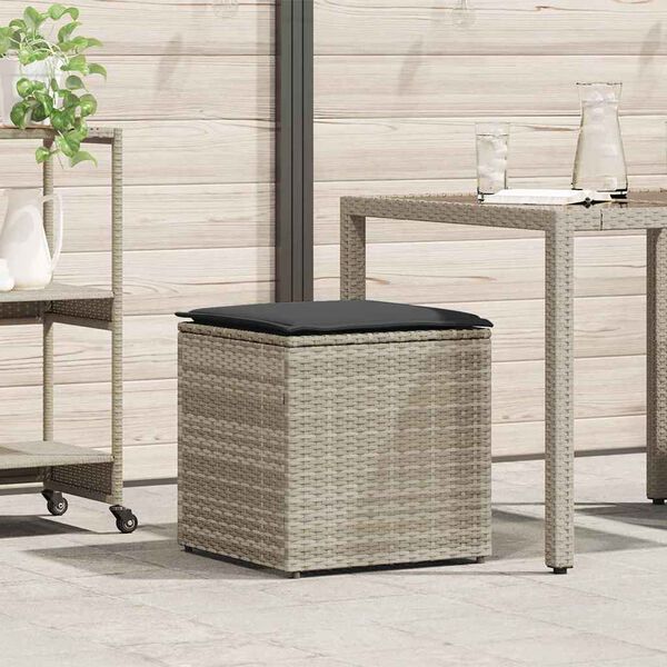 vidaXL Κουτί Μαξιλαριών Ανοιχτό γκρι 50 x 50 x 50 cm συνθετικό ρατάν