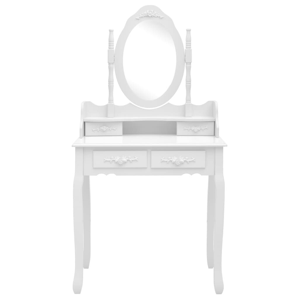 vidaXL Μπουντουάρ με Σκαμπό Λευκό 75 x 69 x 140 εκ. Ξύλο Παυλώνιας
