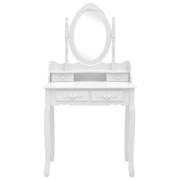 vidaXL Μπουντουάρ με Σκαμπό Λευκό 75 x 69 x 140 εκ. Ξύλο Παυλώνιας