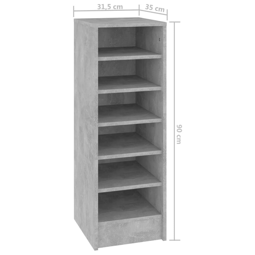 vidaXL Παπουτσοθήκη Γκρι Σκυροδέματος 31,5x35x90 εκ. από Επεξ. Ξύλο