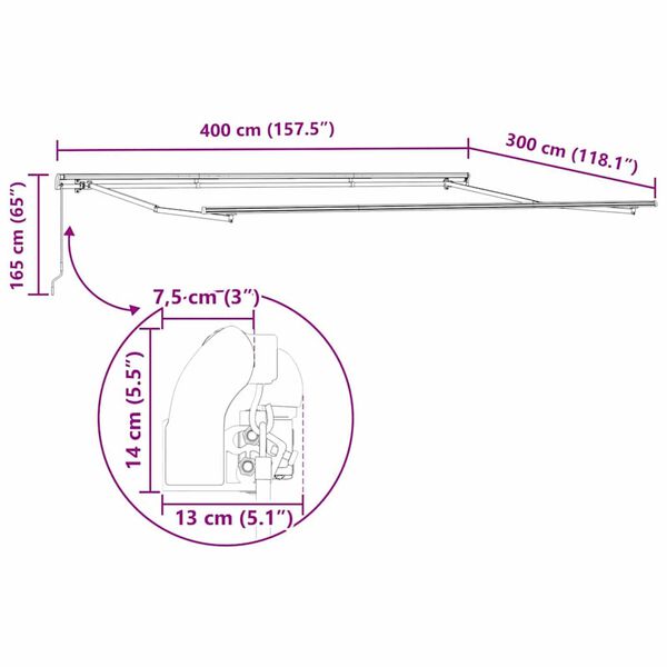 vidaXL Σκηνίτσα Αναδιπλούμενη Λευκό 400 x 350 εκ Ύφασμα, Μέταλλο