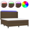 vidaXL Κρεβάτι Boxspring με Στρώμα & LED Σκ.Καφέ 180x200εκ. Υφασμάτινο