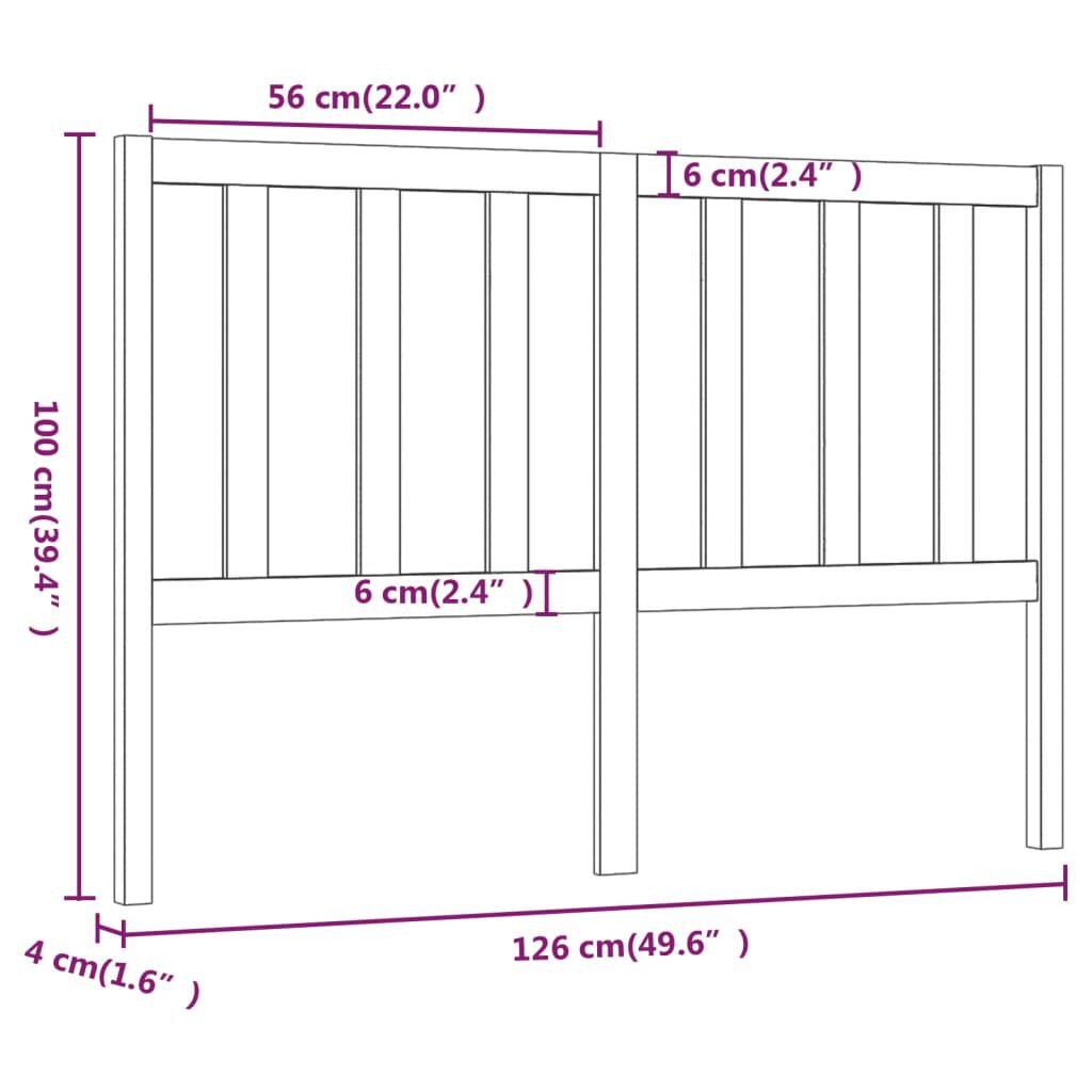 vidaXL Κεφαλάρι Κρεβατιού Μελί 126 x 4 x 100 εκ. από Μασίφ Ξύλο Πεύκου