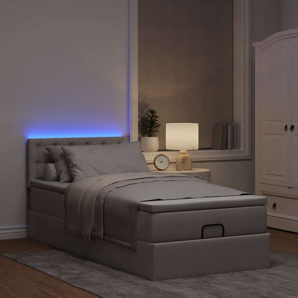 vidaXL &Omicron;&theta;&omega;&mu;&alpha;&nu;&iota;&kappa;ό &kappa;&rho;&epsilon;&beta;ά&tau;&iota; &mu;&epsilon; &sigma;&tau;&rho;ώ&mu;&alpha; & LEDs Taupe 100x200 cm Ύ&phi;&alpha;&sigma;&mu;&alpha;