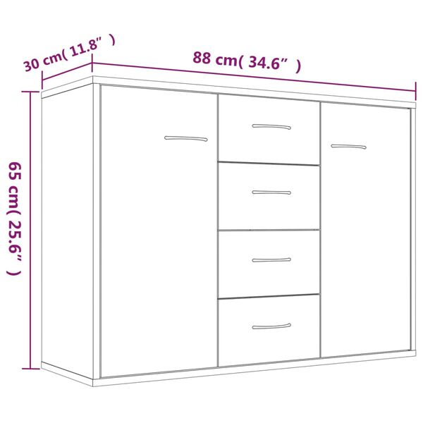 vidaXL Ντουλάπι Καφέ Δρυς 88 x 30 x 65 εκ. από Επεξεργασμένο Ξύλο