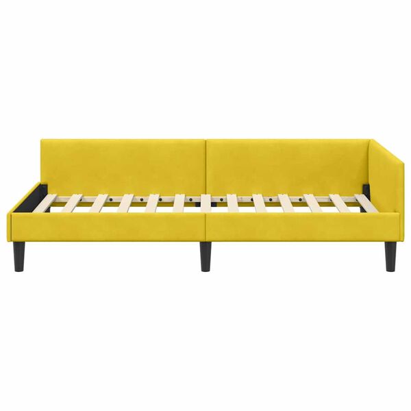 vidaXL Πλαϊνό Κρεβάτι Κίτρινο 90 x 190 cm Βελούδο και Στιβαρή ξυλεία