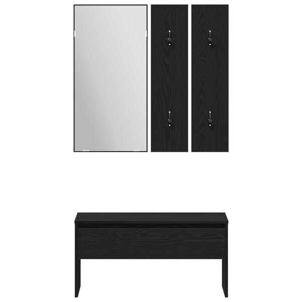 vidaXL Σετ επίπλων χωλ 5 pcs Μαύρη βελανιδιά, Ασημί 80 x 30.5 x 40 εκ