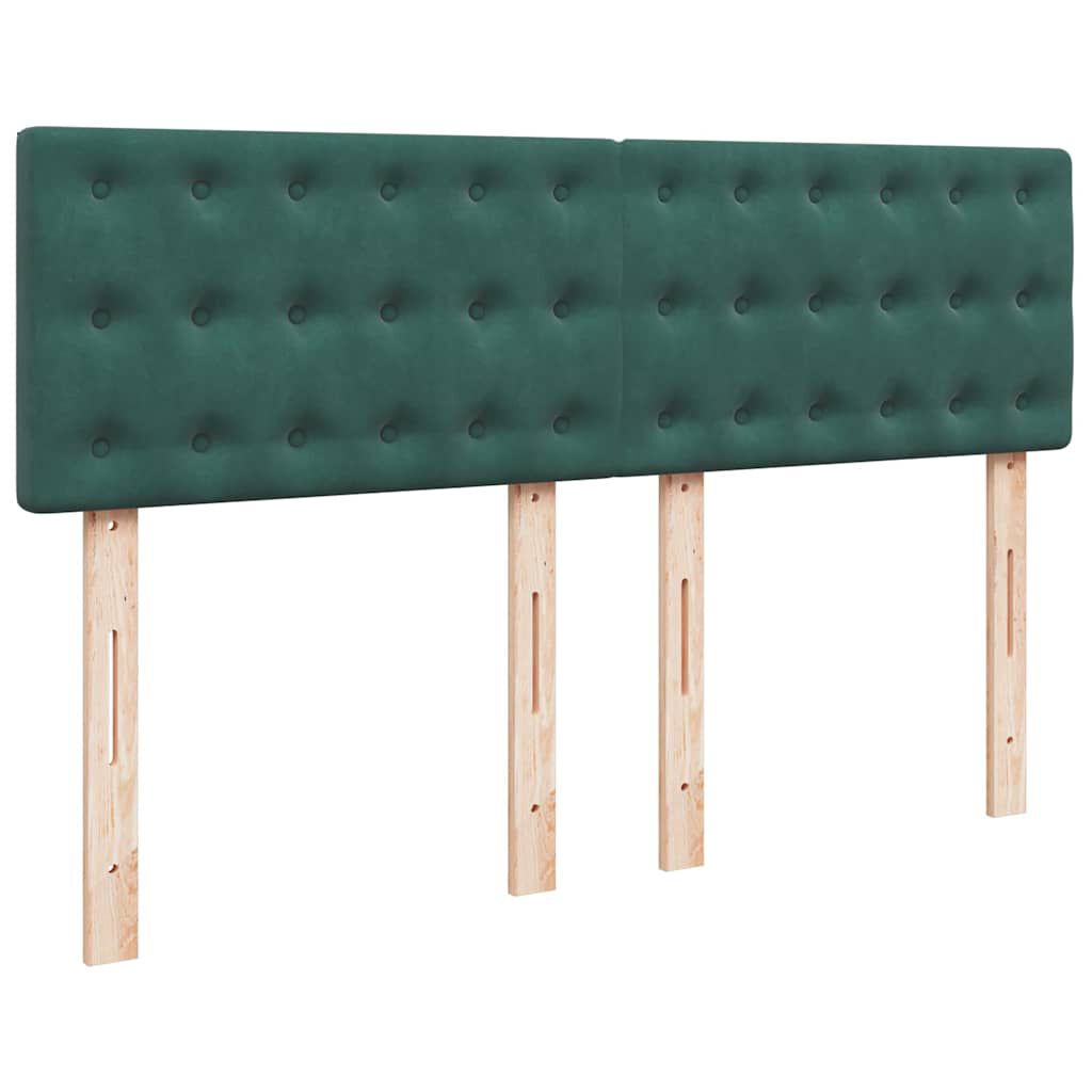 vidaXL Κρεβάτι Boxspring με Στρώμα Σκούρο Πράσινο 140x190εκ. Βελούδινο