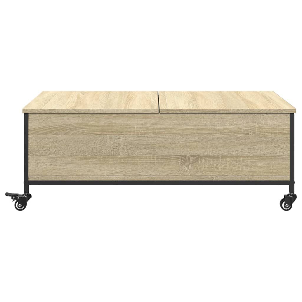 vidaXL Τραπεζάκι Σαλονιού Ροδάκια Sonoma Δρυς 91x55x34 εκ. Επεξ. Ξύλο