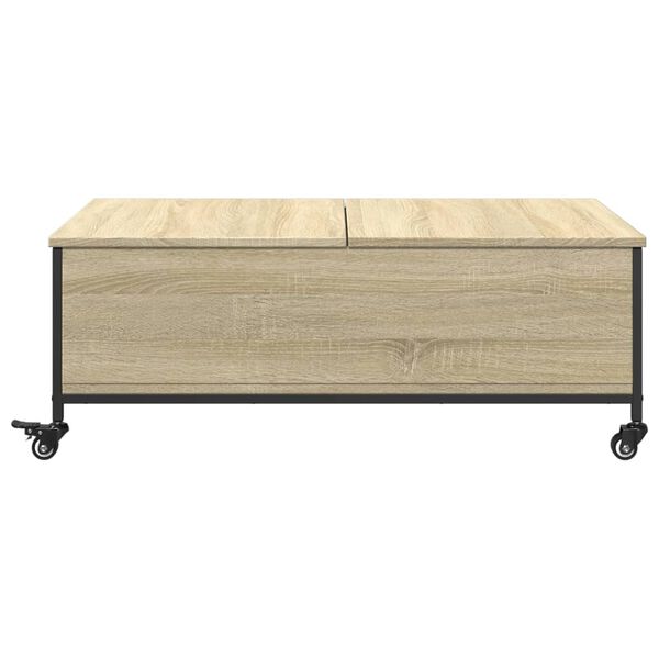 vidaXL Τραπεζάκι Σαλονιού Ροδάκια Sonoma Δρυς 91x55x34 εκ. Επεξ. Ξύλο