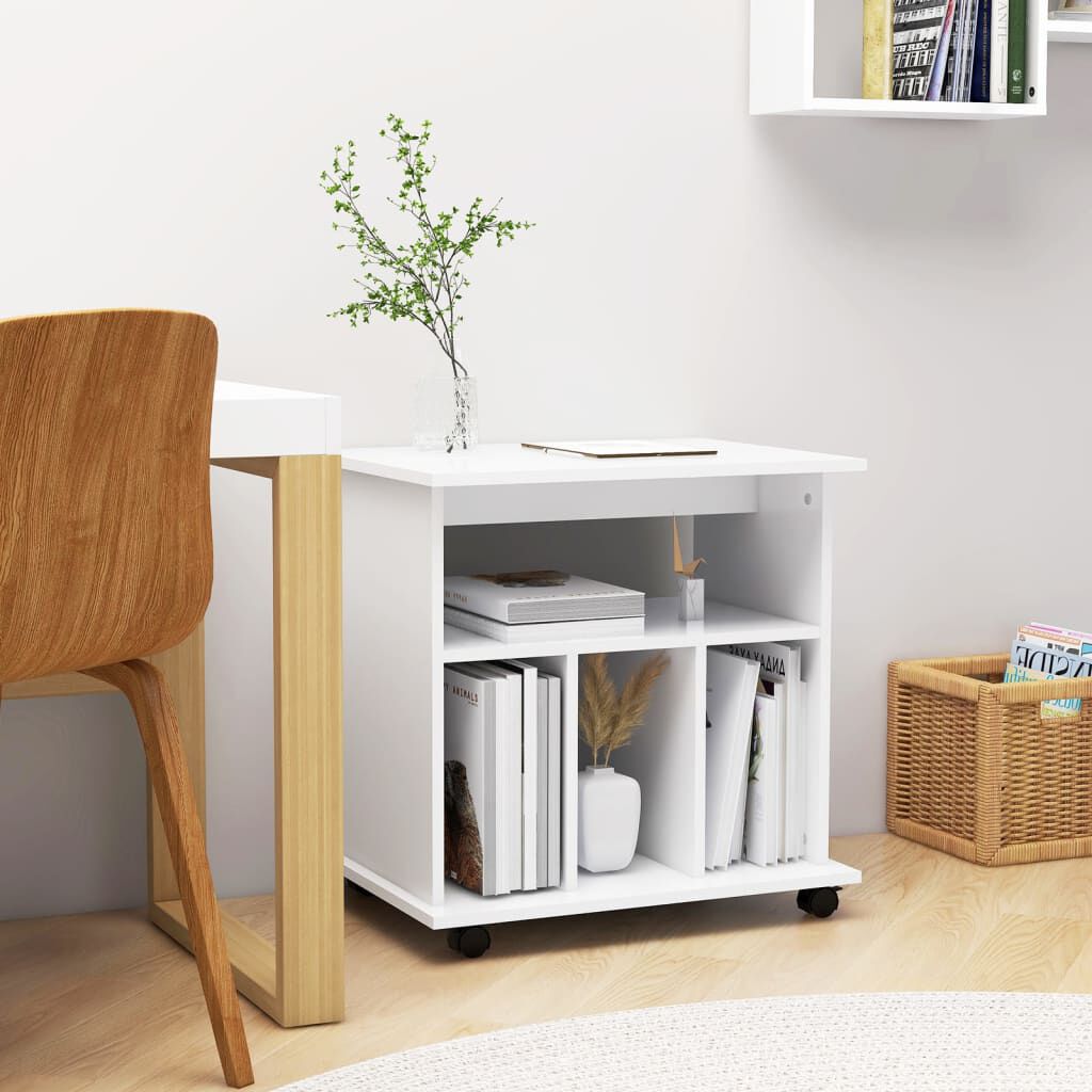 vidaXL Ντουλάπι Τροχήλατο Λευκό 60 x 45 x 60 εκ. από Επεξ. Ξύλο