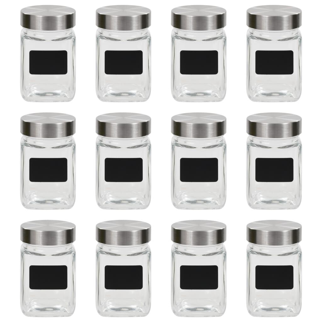 vidaXL Βάζα Αποθήκευσης 12 τεμ. 300 ml με Αυτοκόλλητο