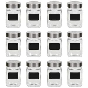 vidaXL Βάζα Αποθήκευσης 12 τεμ. 300 ml με Αυτοκόλλητο