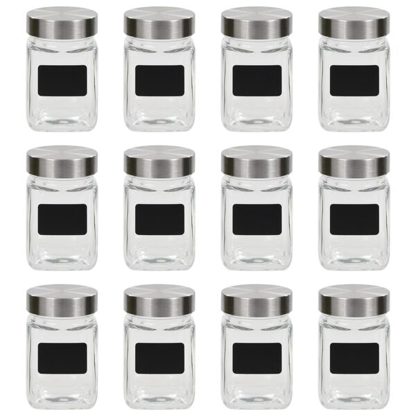 vidaXL Βάζα Αποθήκευσης 12 τεμ. 300 ml με Αυτοκόλλητο