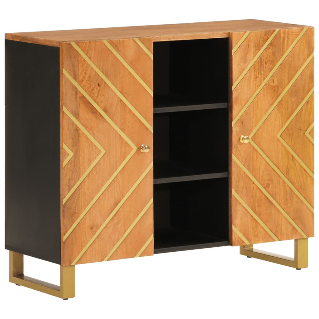 vidaXL Βοηθητικό Έπιπλο Καφέ/Μαύρο 90x33,5x75 εκ. Μασίφ Ξύλο Μάνγκο