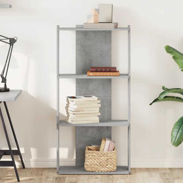 vidaXL Βιβλιοθήκη 3 επιπέδων Μπετόν Γκρι 60x30x120 cm Ξύλινη κατασκευή