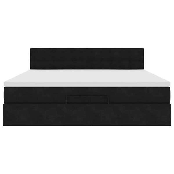vidaXL Οθωμανικό κρεβάτι με στρώμα Μαύρο 180x200cm Velvet