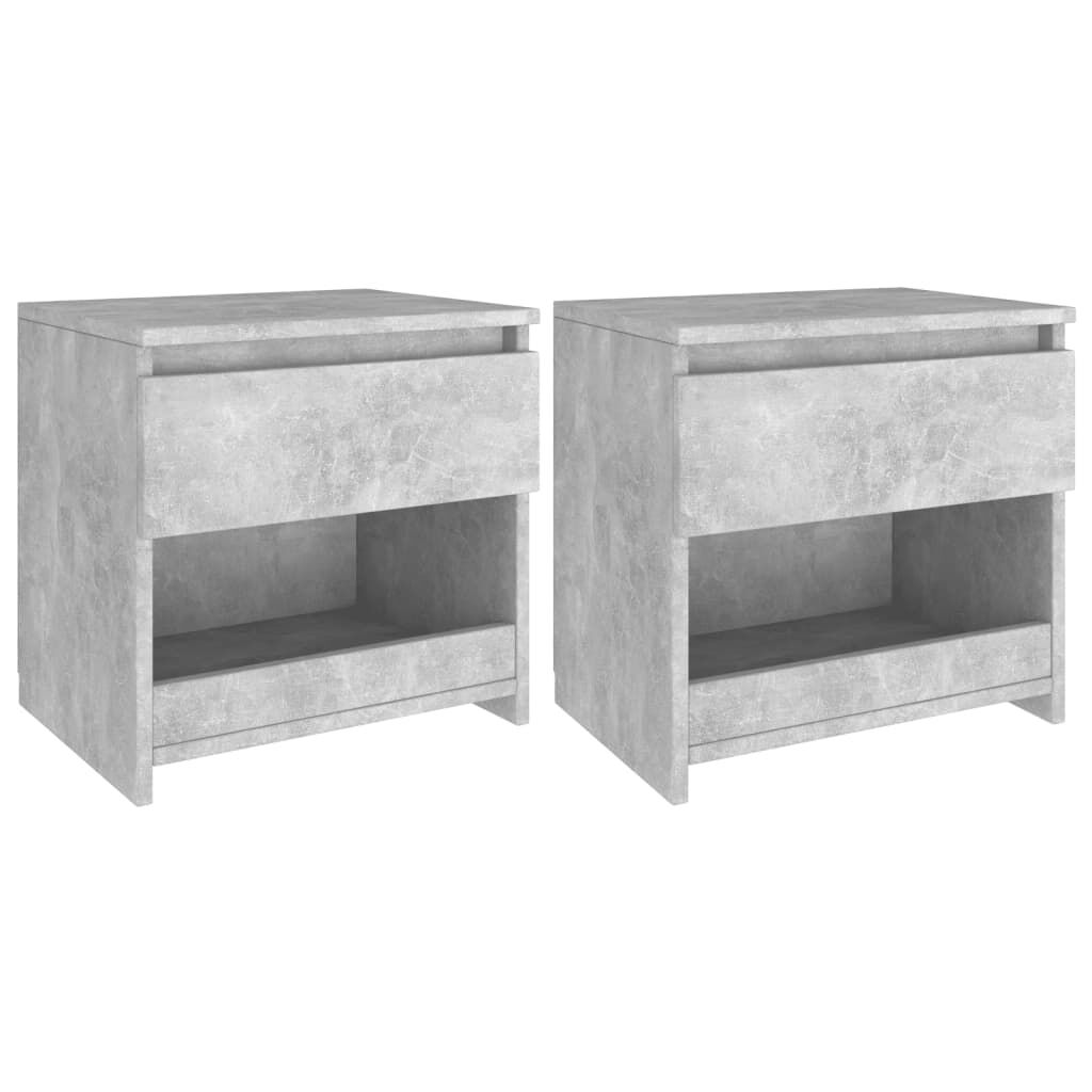 vidaXL Κομοδίνα 2 τεμ. Γκρι Σκυροδέματος 40 x 30 x 39 εκ. Επεξ. Ξύλο