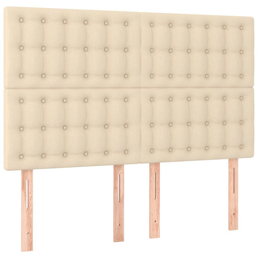 vidaXL Κρεβάτι Boxspring με Στρώμα & LED Κρεμ 140x190 εκ. Υφασμάτινο