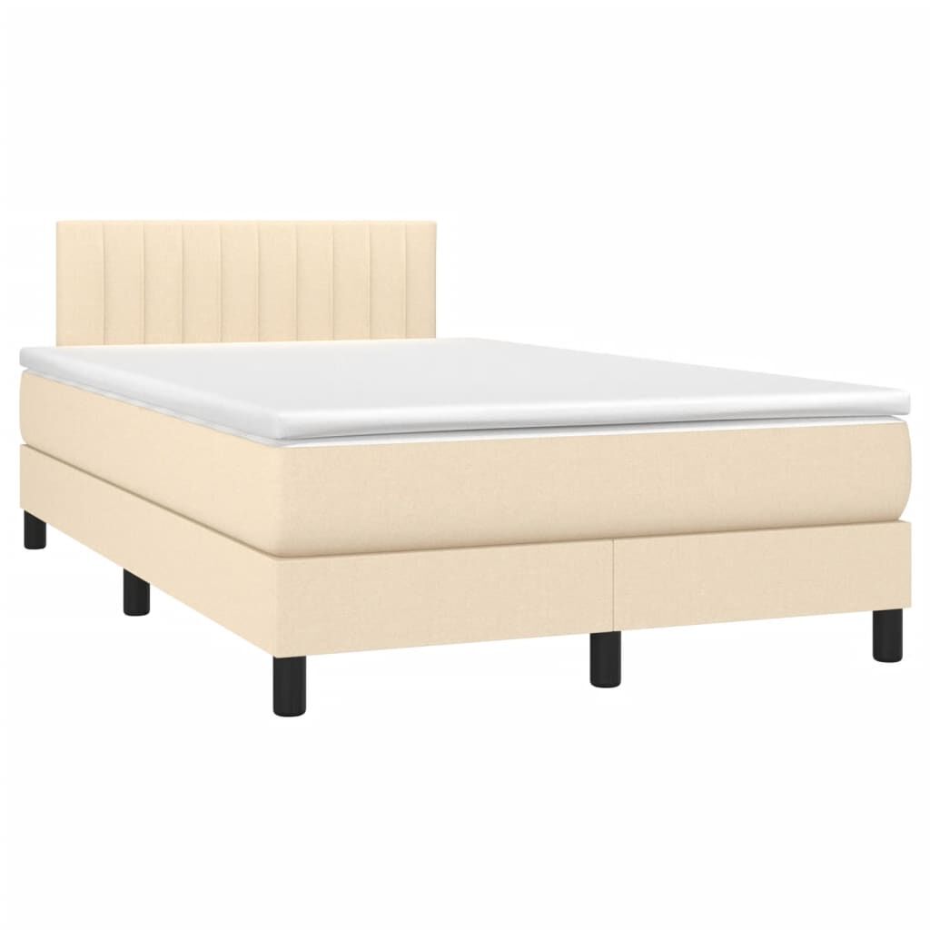 vidaXL Κρεβάτι Boxspring με Στρώμα Κρεμ 120x200 εκ. Υφασμάτινο