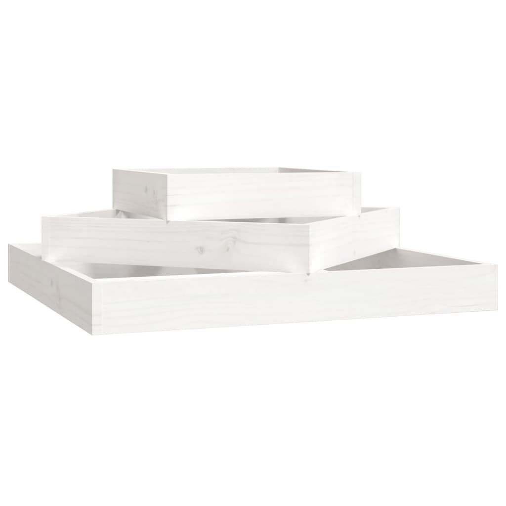 vidaXL Ζαρντινιέρα Λευκή 83 x 83 x 27 εκ. από Μασίφ Ξύλο Πεύκου