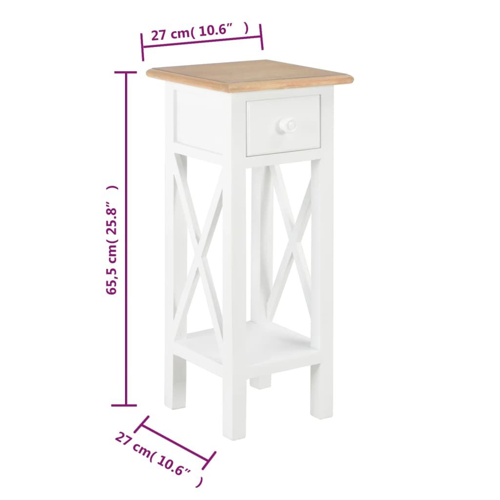vidaXL Τραπεζάκι Βοηθητικό Λευκό 27 x 27 x 65,5 εκ. Ξύλινο