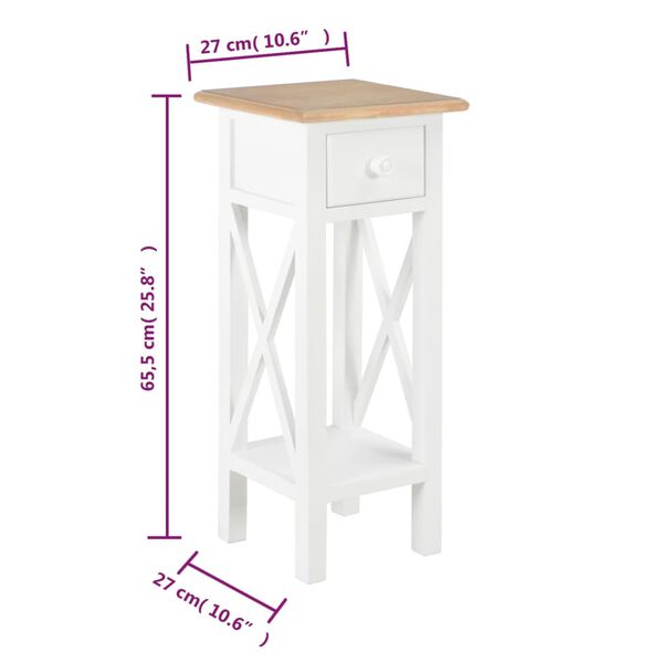 vidaXL Τραπεζάκι Βοηθητικό Λευκό 27 x 27 x 65,5 εκ. Ξύλινο