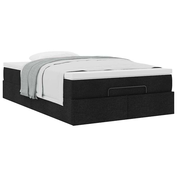 vidaXL Οθωμανικό κρεβάτι με στρώμα Μαύρο 120x190 cm Ύφασμα