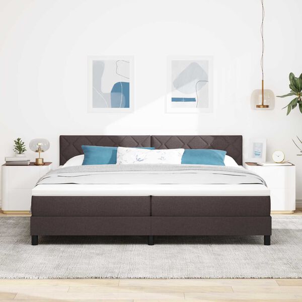 vidaXL Κρεβάτι με Στρώμα Σπαστό Σκούρο Καφέ 200x200 εκ. Ύφασμα