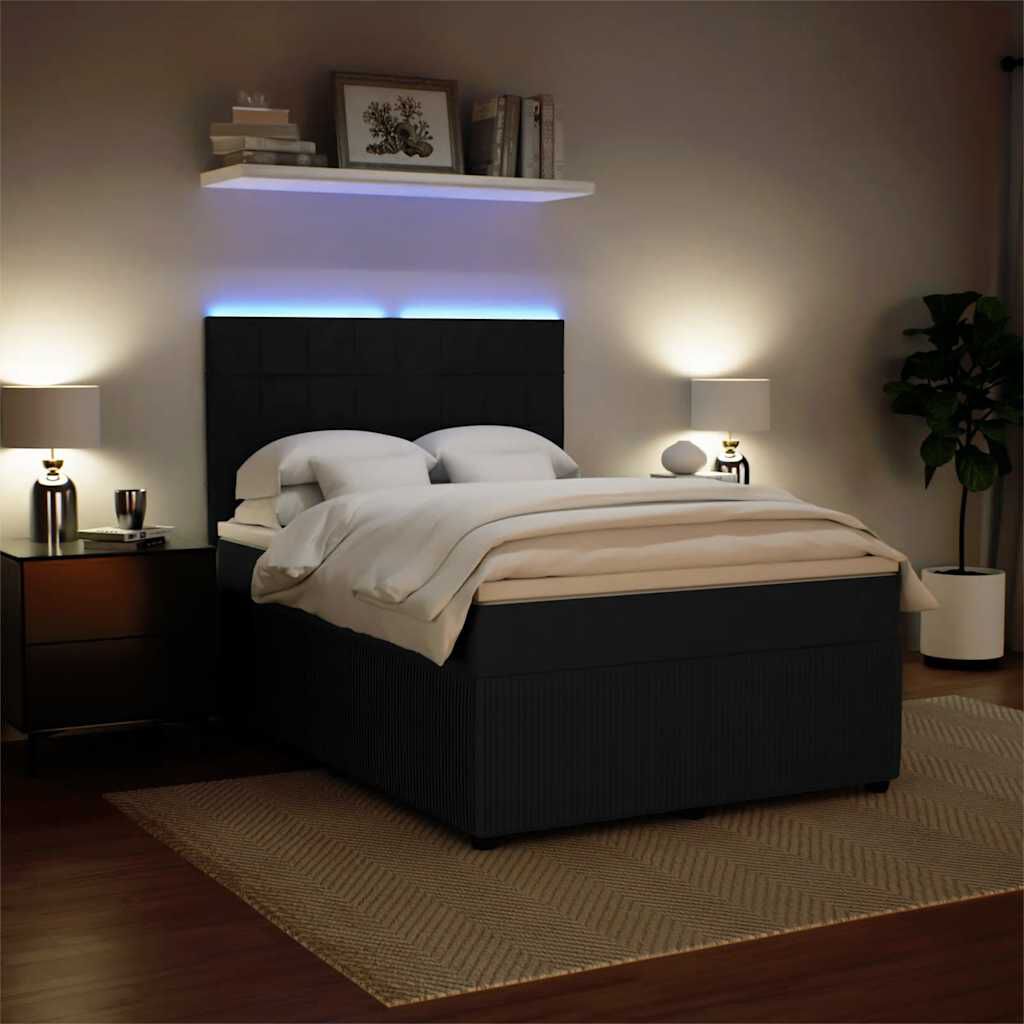 vidaXL Κρεβάτι Boxspring με Στρώμα Μαύρο 140x200 εκ. Βελούδινο