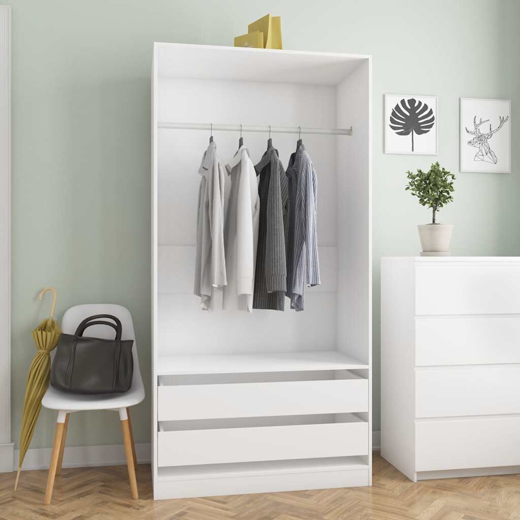 vidaXL Ντουλάπα Λευκή 100 x 50 x 200 εκ. από Επεξ. Ξύλο