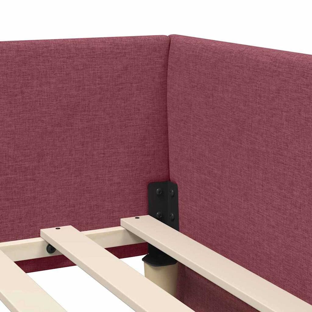vidaXL Κρεβάτι Γωνίας Μπορντό 100 x 200 cm Ύφασμα και Έργο ξύλου