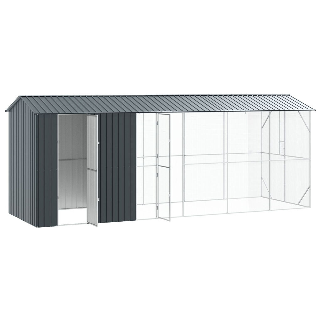 vidaXL Φυτώριο πουλιών με επέκταση Ανθρακί 210x640x247 εκ. Χάλυβας