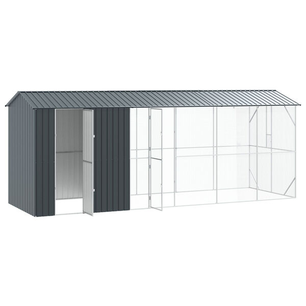 vidaXL Φυτώριο πουλιών με επέκταση Ανθρακί 210x640x247 εκ. Χάλυβας