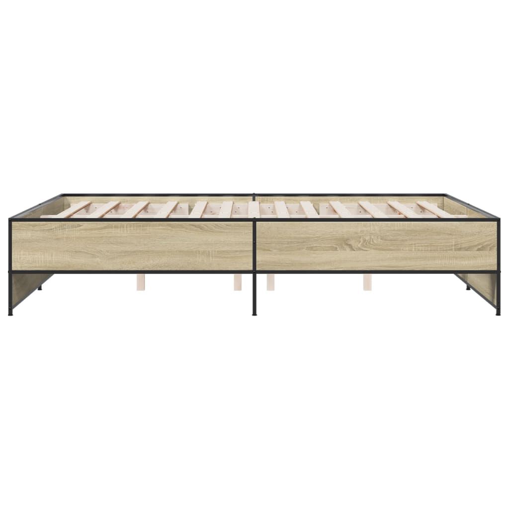 vidaXL Πλαίσιο Κρεβατιού Sonoma Δρυς 150x200 εκ. Επεξ. Ξύλο & Μέταλλο