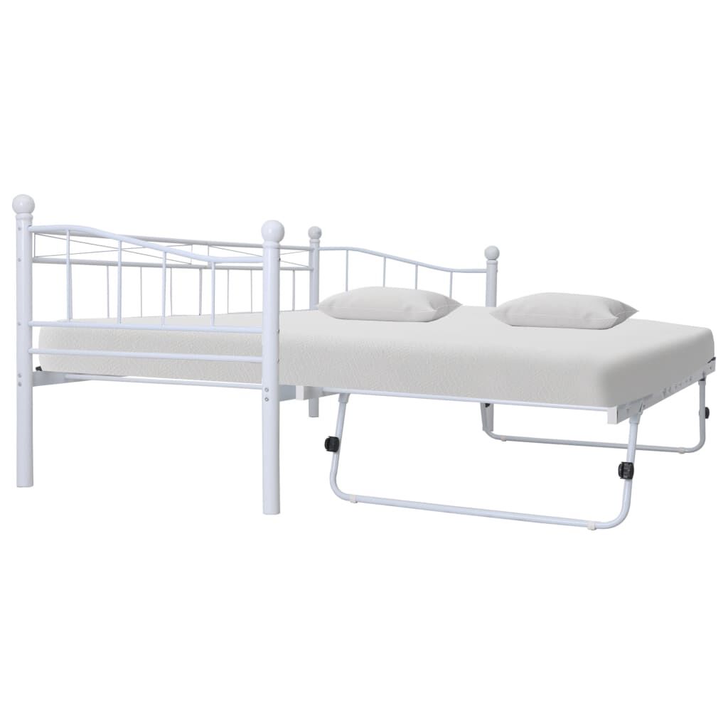 vidaXL Πλαίσιο Κρεβατιού Λευκό 180 x 200 / 90 x 200 εκ. Μεταλλικό