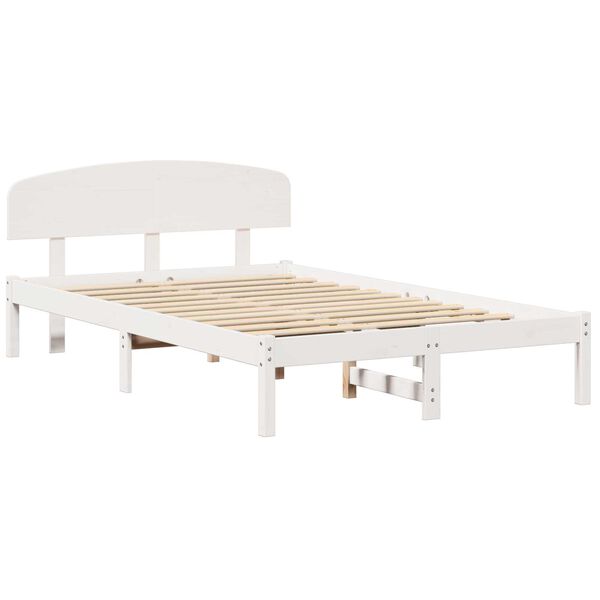 vidaXL Σκελετός Κρεβατιού Λευκό 140 x 190 cm Μασίφ ξύλο πεύκου