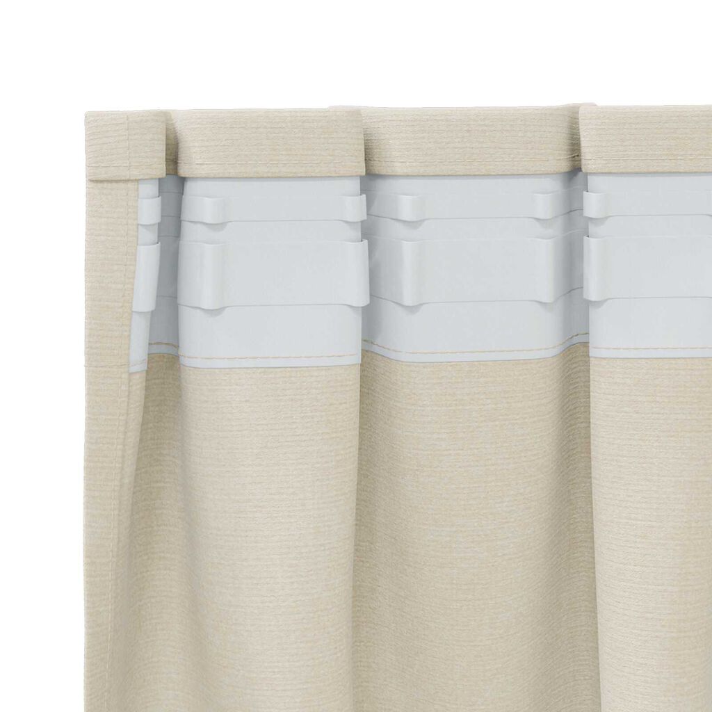 vidaXL Κουρτίνες με κουρτίνες 2 pcs Κρεμ 140 x 175 cm Βελούδο