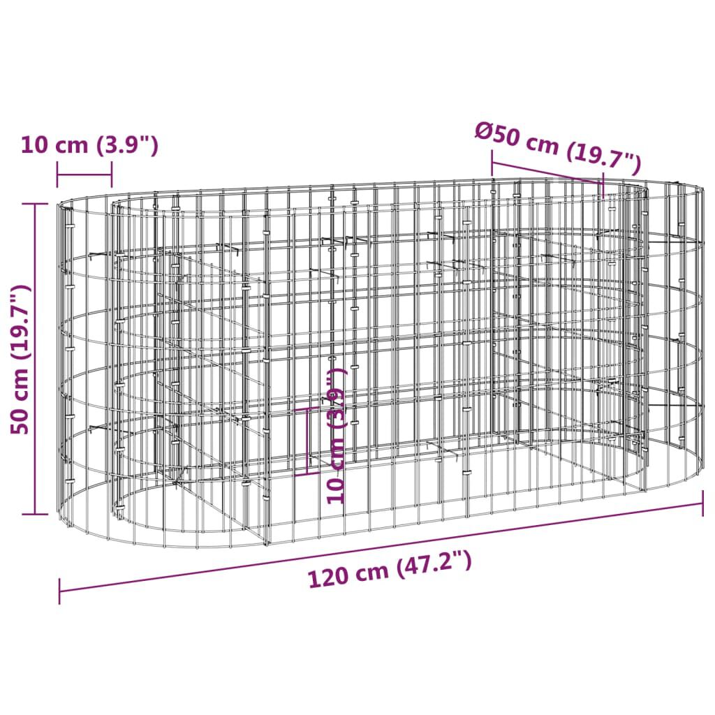 vidaXL Συρματοκιβώτιο-Γλάστρα Υπερυψωμένη 120x50x50 εκ. Γαλβαν. Ατσάλι