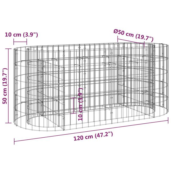 vidaXL Συρματοκιβώτιο-Γλάστρα Υπερυψωμένη 120x50x50 εκ. Γαλβαν. Ατσάλι