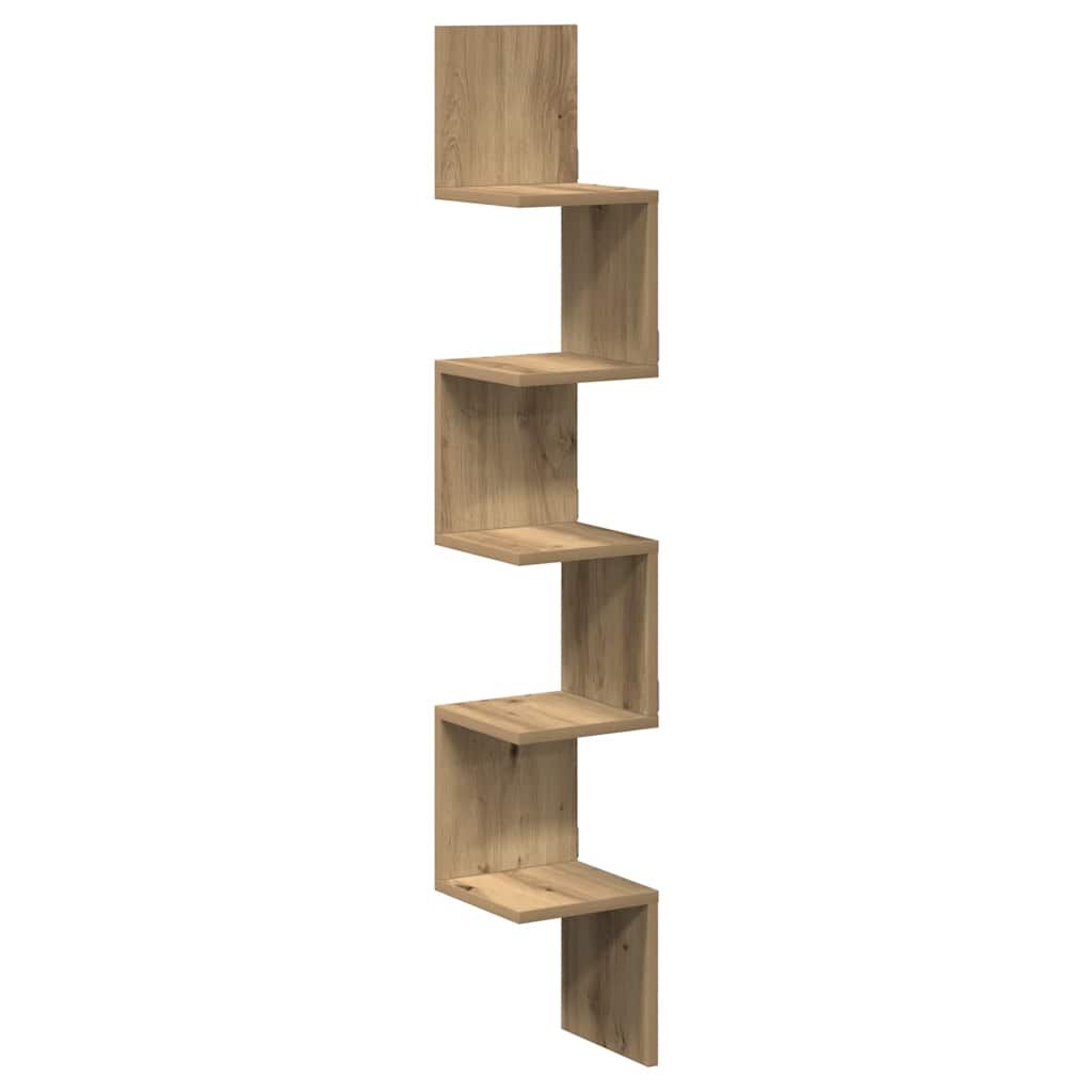 vidaXL Γωνιακό ράφι τοίχου Δρυς τεχνίτης 20x20x127,5 cm