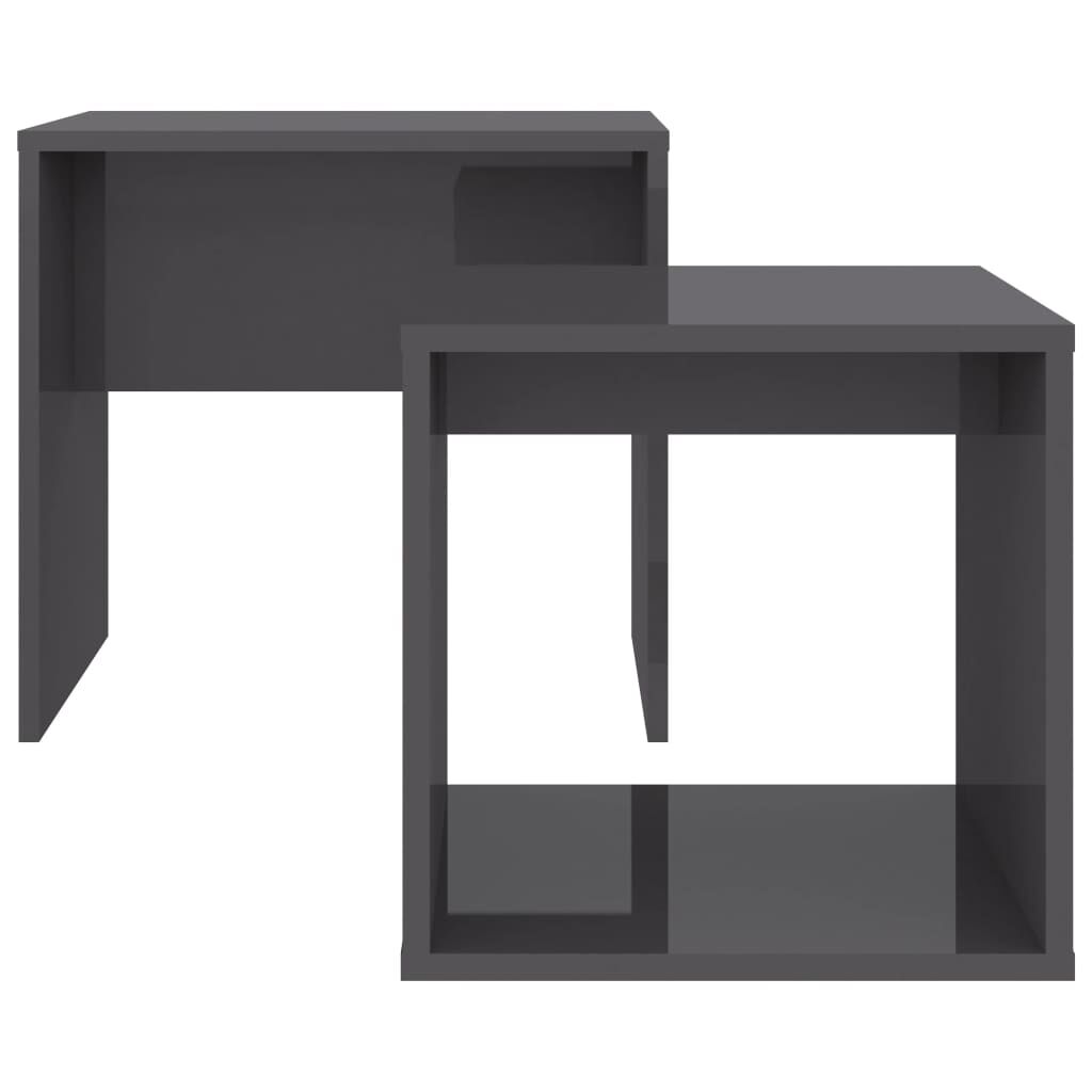 vidaXL Σετ Τραπεζάκια Σαλονιού Γυαλιστ. Γκρι 48x30x45 εκ. Επεξ. Ξύλο