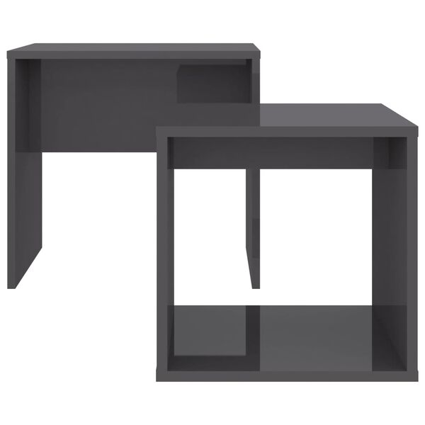 vidaXL Σετ Τραπεζάκια Σαλονιού Γυαλιστ. Γκρι 48x30x45 εκ. Επεξ. Ξύλο