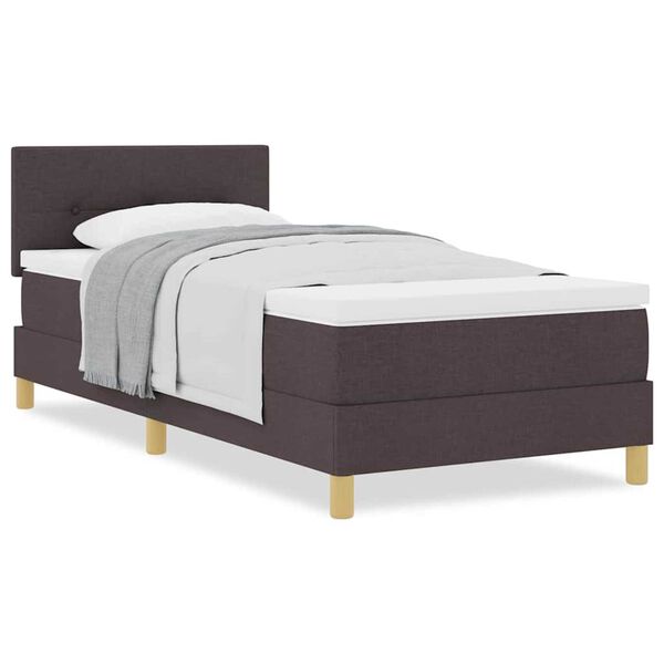 vidaXL Κρεβάτι box spring με στρώμα με στρώμα Σκούρο καφέ Σκούρο καφέ