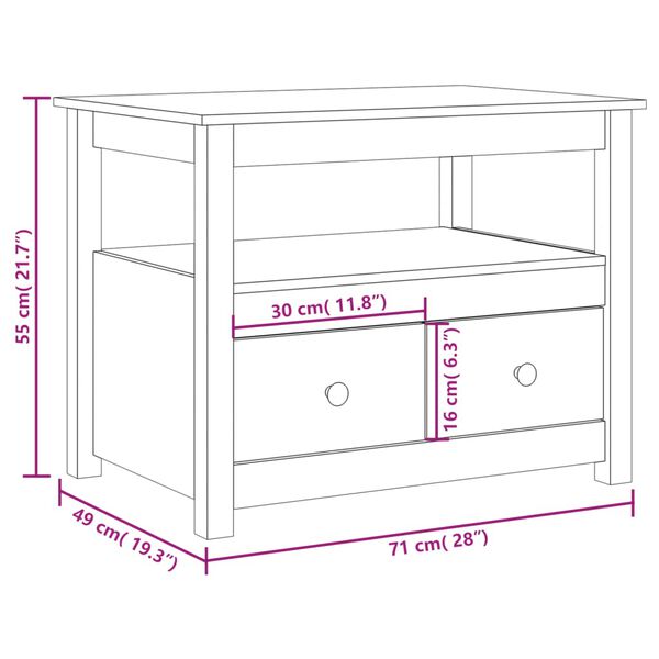 vidaXL Τραπεζάκι Σαλονιού Καφέ Μελί 71 x 49 x 55 εκ. Μασίφ Ξύλο Πεύκου