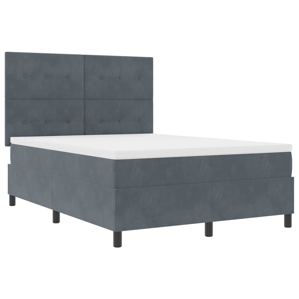 vidaXL Κρεβάτι Box Spring με Στρώμα Σκούρο Γκρί 160x200 εκ Βελούδο